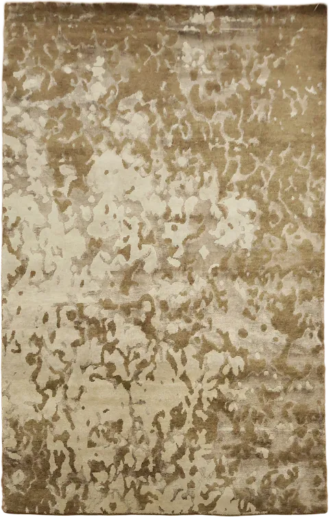 Contemporary Beige and Brown Nepalese Rug with Artistic Abstract Patterns 6'x9'