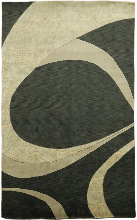 Abstract Nepalese Modern Swirl Pattern Area Rug 5'x8'
