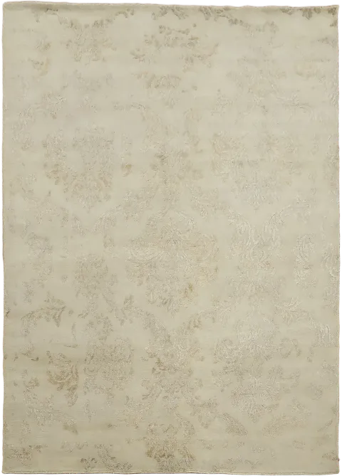 Soft and Subtle Beige Floral Nepalese Area Rug for Any Room 6'x8'