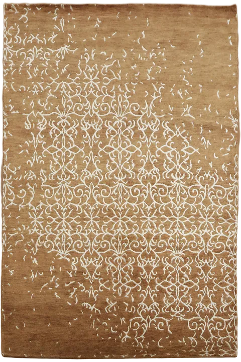 6' x 9' Nepalese Hand-Knotted Brown & Ivory Wool Area Rug