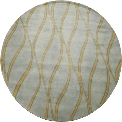 Contemporary Nepalese Circular Round Rug with Subtle Wavey Motif 8'x8'