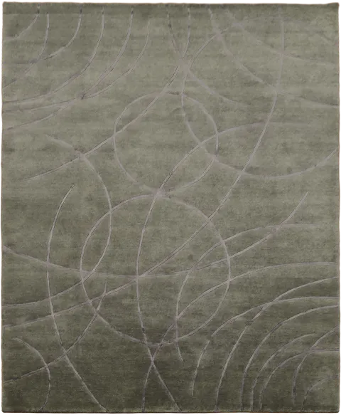 Nepalese Grey Area Rug featuring Circular Designs 8x10