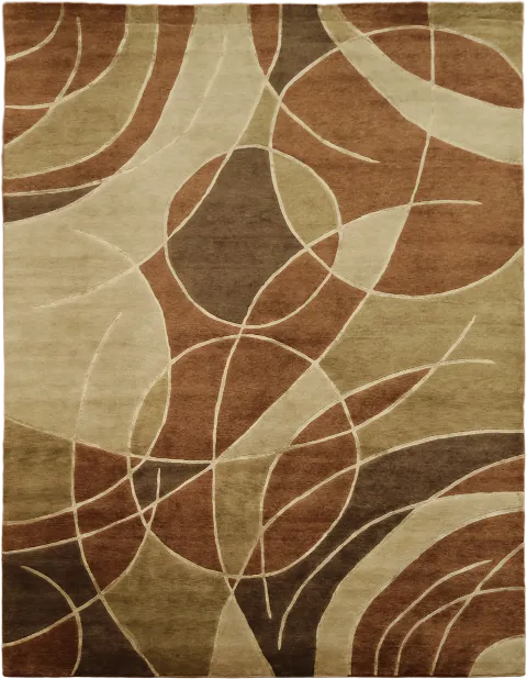 Modern Geometric Nepalese Brown and Beige Rug for Contemporary Spaces 9'x12'