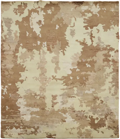 Ivory & Brown Nepalese Modern Abstract Area Rug 8x10