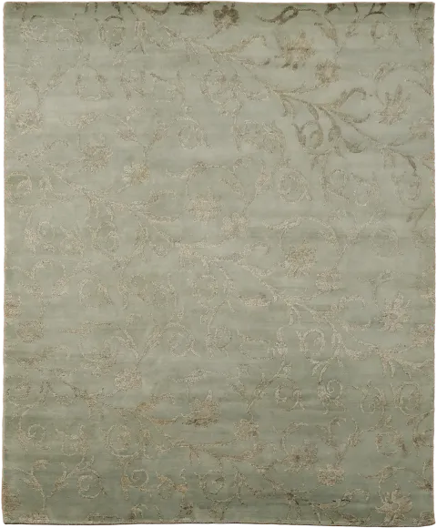 Sage Green Nepalese Hand-Knotted Wool Area Rug 8x10