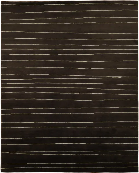 Brown Striped Nepalese Hand-Knotted Area Rug 8x10