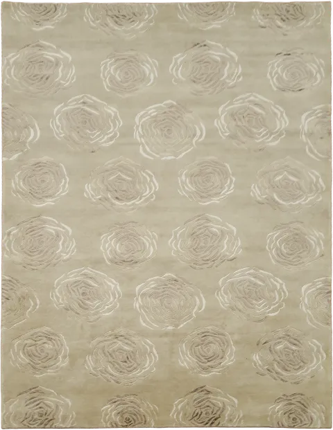 Floral Beige Nepalese Hand-Knotted Area Rug 9x12