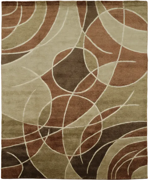 8x10 Earthy Curved Abstract Nepalese Area Rug