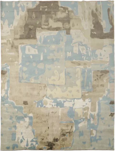 Contemporary Nepalese Area Rug in Muted Tones 9x12