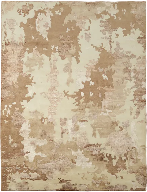 Abstract Nepalese Area Rug in Earthy Tones 9x12