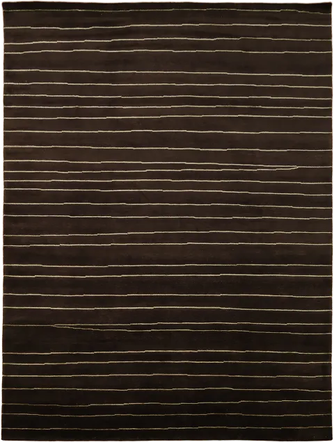 Brown Striped Nepalese Hand-Knotted Area Rug 9x12