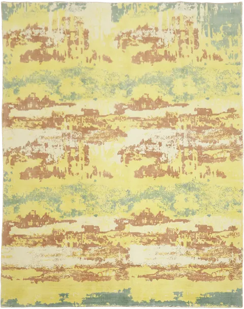 Boho-Chic Abstract Yellow Area Rug in Warm Earthy Shades 8x10