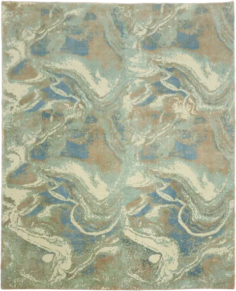 Modern Blue Swirl Rug Perfect for Contemporary Decor 8x10
