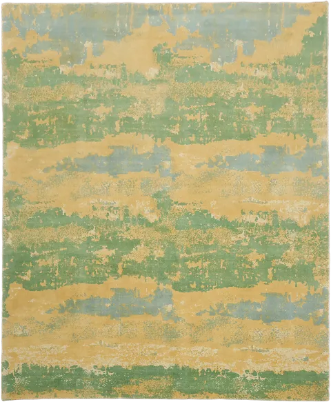Earthy Green and Beige Artistic Striped Rug Design 8x10