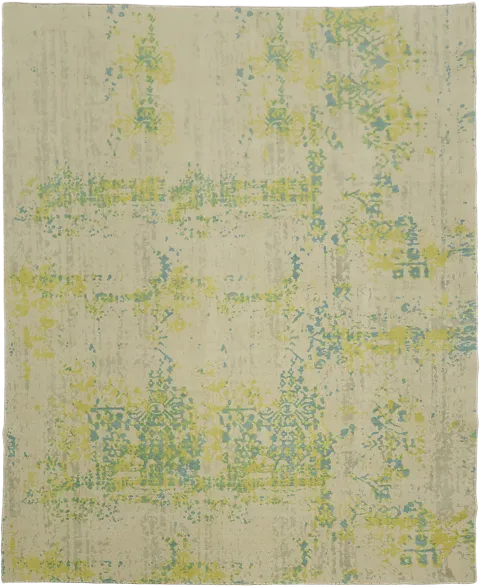 8x10 Neutral Beige & Green Modern Abstract Area Rug
