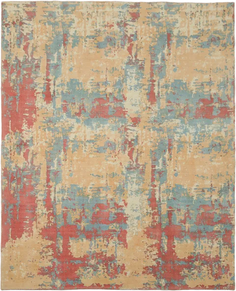 8x10 Beige & Rust Red Modern Abstract Area Rug