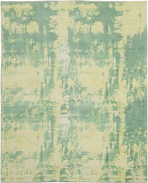 8x10 Green & Gold Abstract Oriental Area Rug