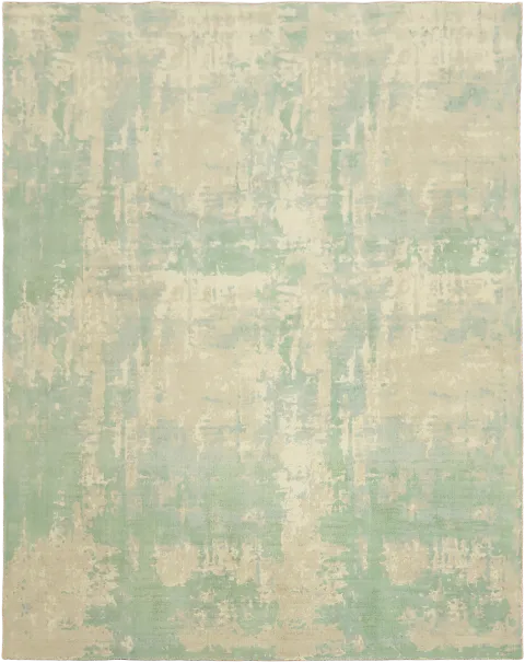 Modern Abstract Rug in Subtle Green and Beige Hues 8x10