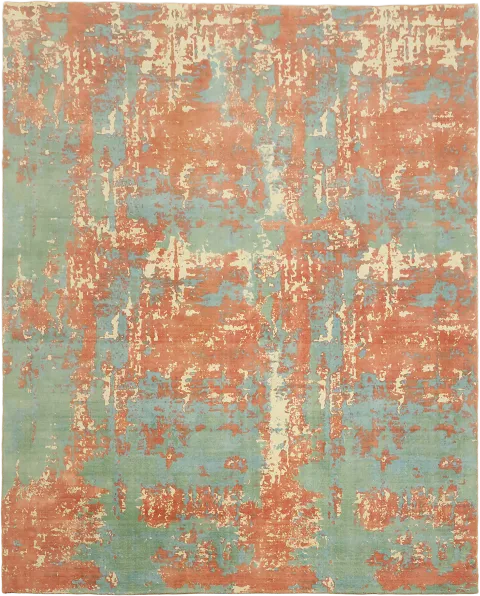Modern Artistic Rug with Vintage Flair and Distressed Detailing 8x10