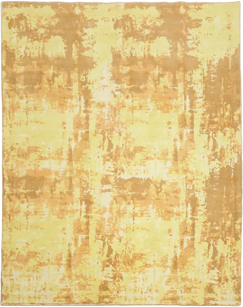 Abstract Yellow and Brown Rug with Modern Texture Elegance 8x10