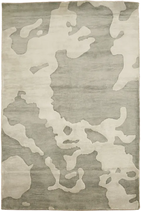 Contemporary Gray and White Abstract Artistic Rug Design 4'x6'