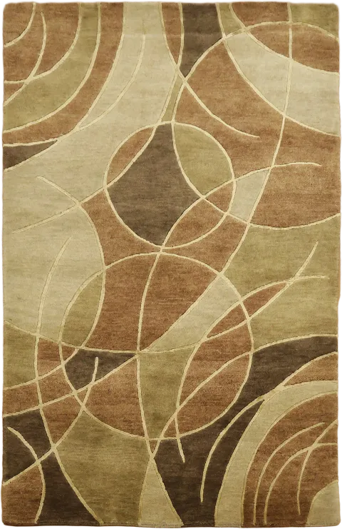 Contemporary Nepalese Rug 4x6 in Earth Tones
