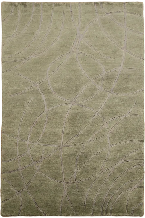 Nepalese Hand-Knotted Wool & Viscose Area Rug 4x6