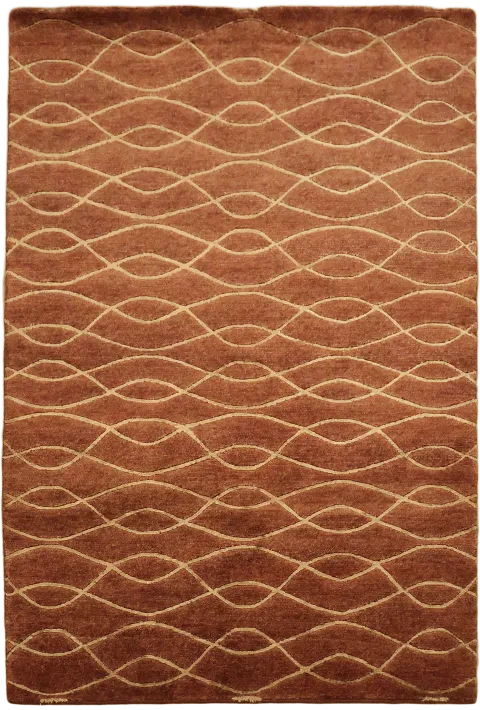 4x6 Modern Nepalese Wool Rug in Rust Terracotta