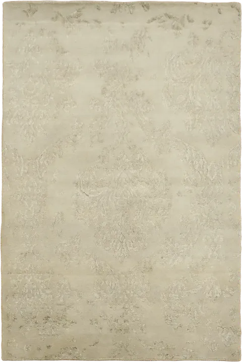 4x5 Nepalese Beige Wool & Viscose Accent Rug