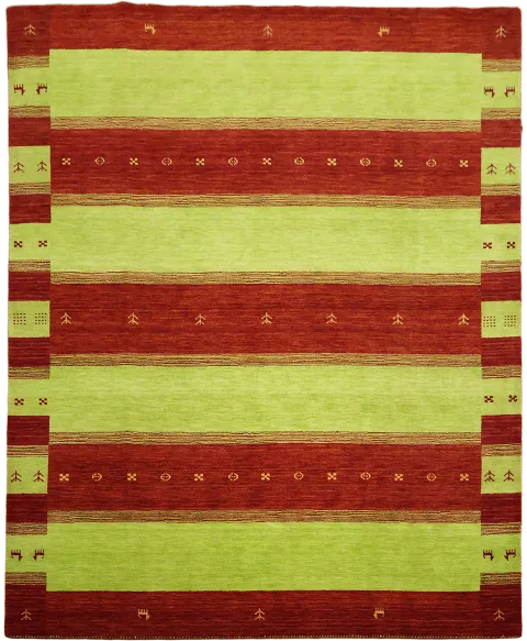 Lime Green & Red Striped Gabbeh Area Rug 8x10