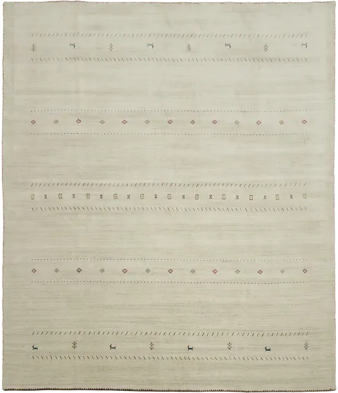 Elegant Minimalist Cream Ivory Gabbeh Rug with Subtle Geometric Patterns 8'x10'