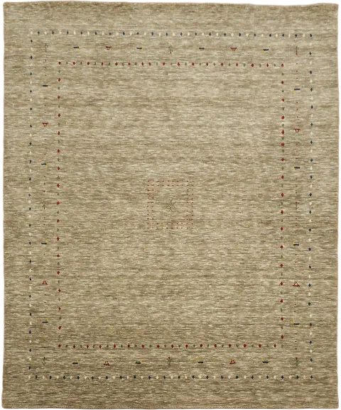 Gabbeh Minimalist Beige Tan Area Rug for a Contemporary Living Space 8'x10'