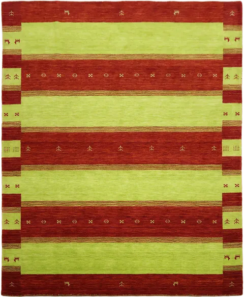 Vibrant Red and Green Striped Gabbeh Area Rug 8'x10'