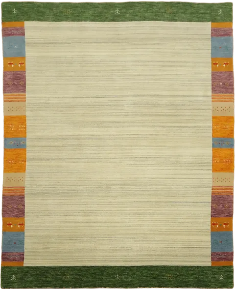 Traditional Style Beige Gabbeh Rug with Subtle Design and Vibrant Edges 8x100