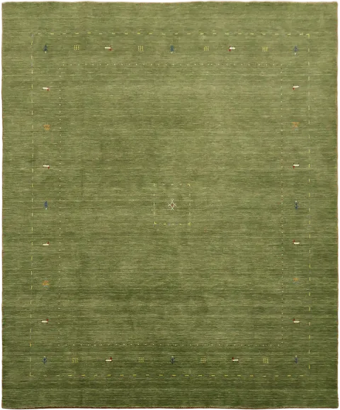 Elegant Green Gabbeh Rug with Minimalist Geometric Patterns 8'x10'