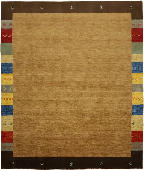 Hand-Knotted Gabbeh Oriental Rug 8x10 with Multi-Colored Border