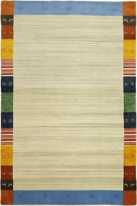 Contemporary Area Rug with Striking Colorful Borders 7'x10'