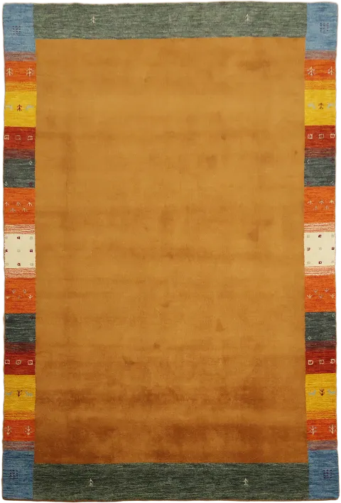 Gold Gabbeh Hand-Knotted Area Rug 7x10