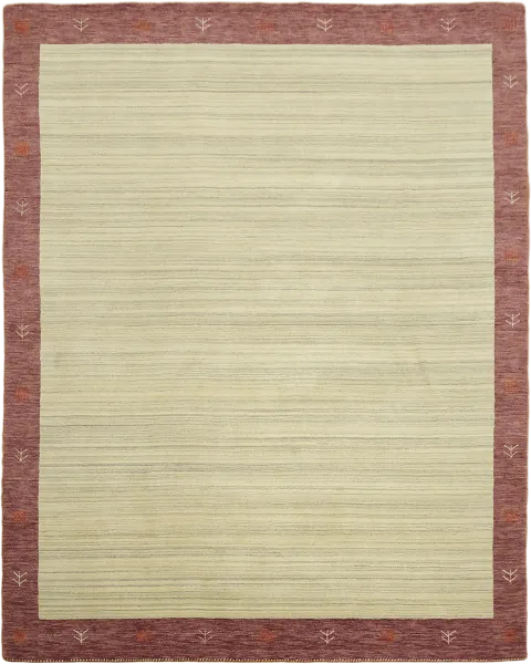 Classic Beige Center Gabbeh Rug with Bold Burgundy Border Accent 8'x10'