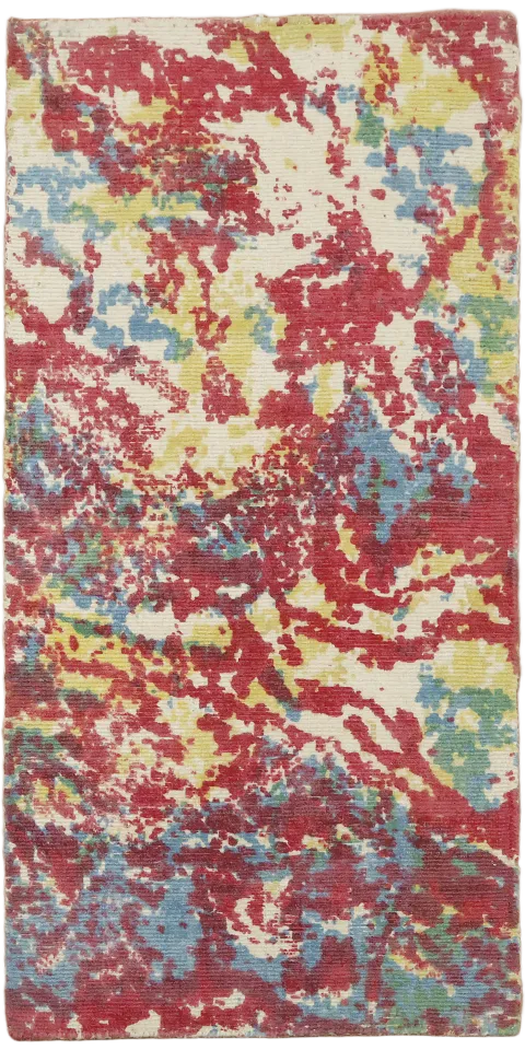 Abstract Foyer Rug in Red & Blue Tones 2x4