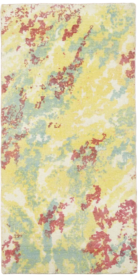 2x4 Abstract Foyer Rug in Yellow & Sage Green