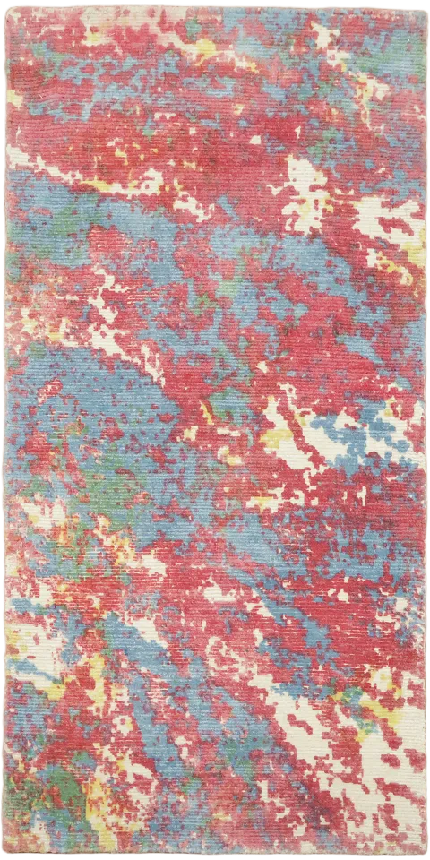Red & Blue Abstract Foyer Rug 2x4
