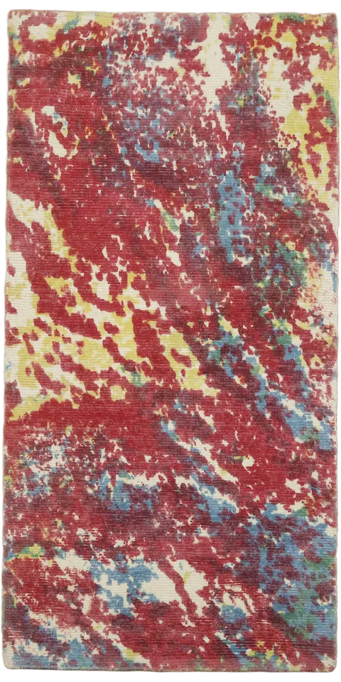Dynamic Red & Blue Abstract Rug 2x4
