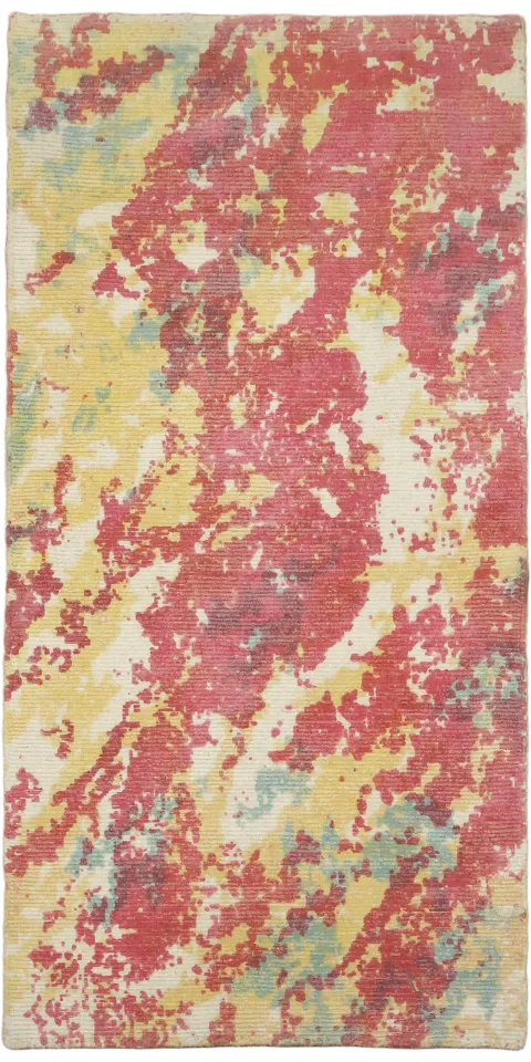 Rust Red & Yellow Abstract Foyer Rug 2x4