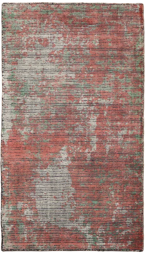 Vintage Distressed Red Hand-Knotted Rug 2x4