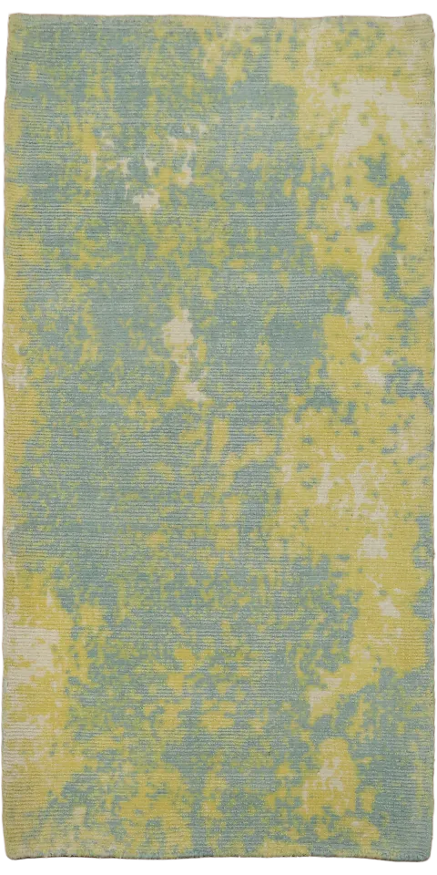 Sage Green & Yellow Contemporary Abstract Foyer Rug 2x4