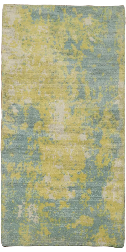 Yellow & Sage Green Abstract Foyer Rug with 2x4