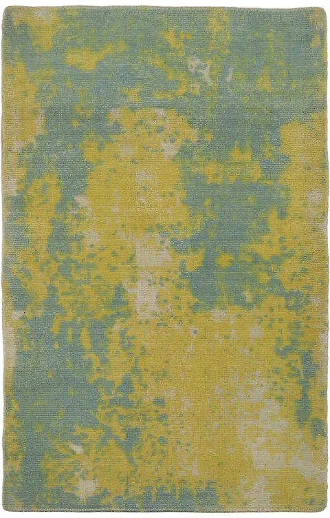 Abstract Foyer Rug with Sage Green & Yellow Accents 3x4