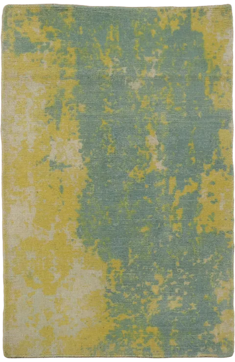 Aqua Green & Yellow Abstract Foyer Rug 3x4