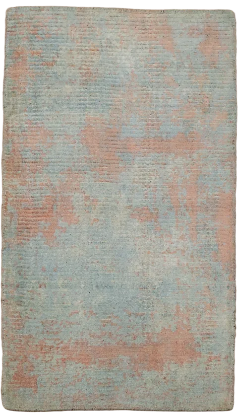 Abstract Foyer Rug in Soft Blue & Coral Tones 2x4